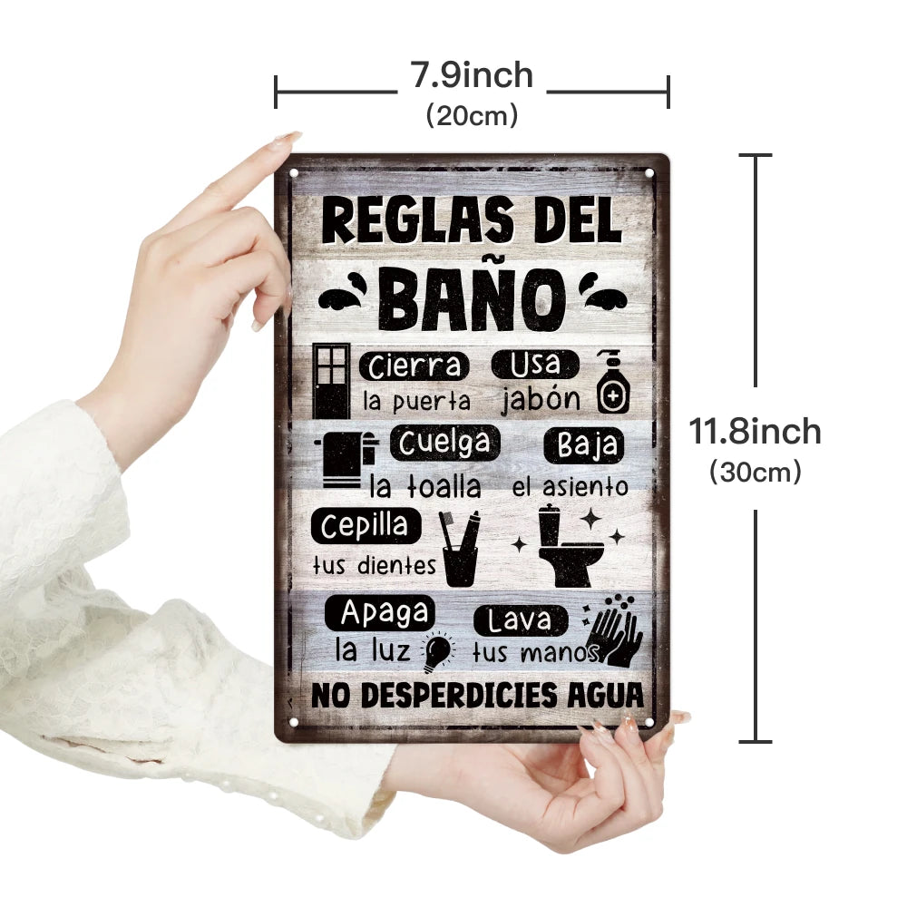 ✨ Cartel Decorativo "Reglas del Baño" 🪧🛁