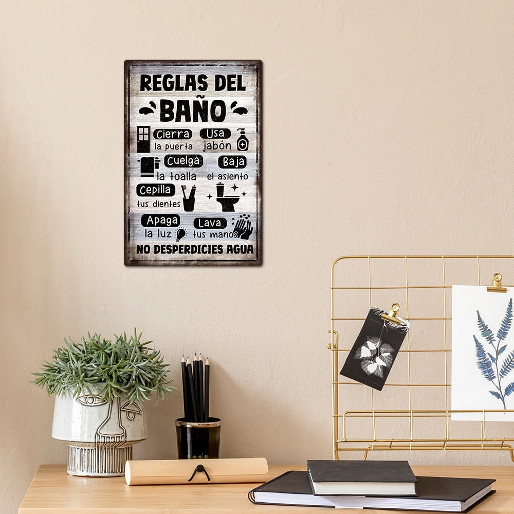 ✨ Cartel Decorativo "Reglas del Baño" 🪧🛁