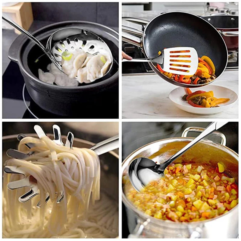 🍳 Juego de Utensilios de Cocina de Acero Inoxidable 💥 Resistencia y Estilo Profesional