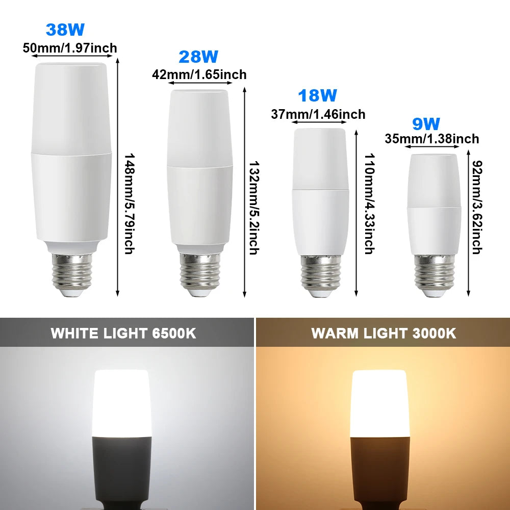 💡 Bombilla LED Cilíndrica E27 ⚡ Alta Eficiencia y Gran Iluminación