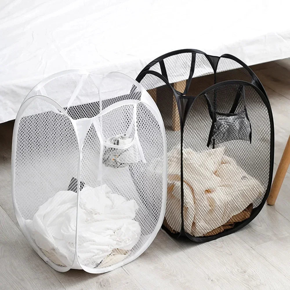 🧺 Cesta de Lavandería Plegable de Malla ⚡ Organiza tu Ropa Sin Ocupar Espacio