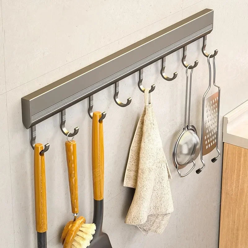 🔥 ¡Cocina Ordenada en Segundos! Soporte de Pared con Ganchos Deslizantes 🍳✨