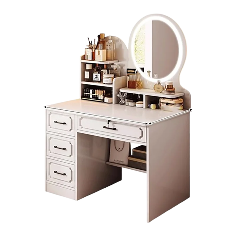 👑 Tocador de Lujo Vintage con Espejo LED y Silla Concha ✨