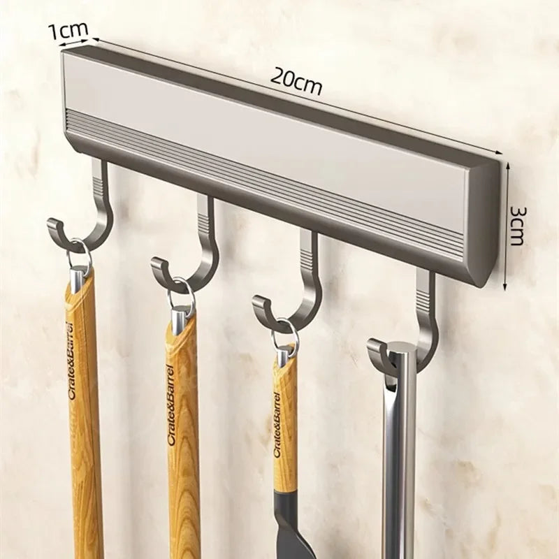 🔥 ¡Cocina Ordenada en Segundos! Soporte de Pared con Ganchos Deslizantes 🍳✨