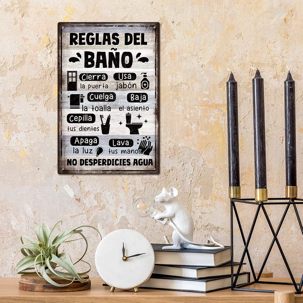 ✨ Cartel Decorativo "Reglas del Baño" 🪧🛁